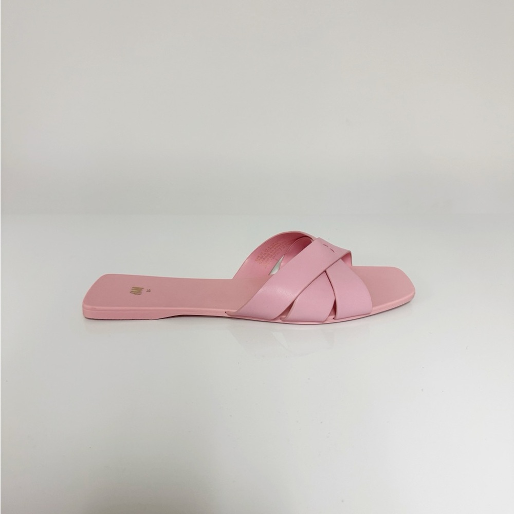 H&M Crossover Pink Sandals Minimalist Slip-on Flat Slides 39 8